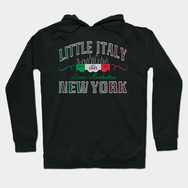 Vintage Little Italy Lower Manhattan New York Italian 1845 Classic Hoodie by TeeCreations